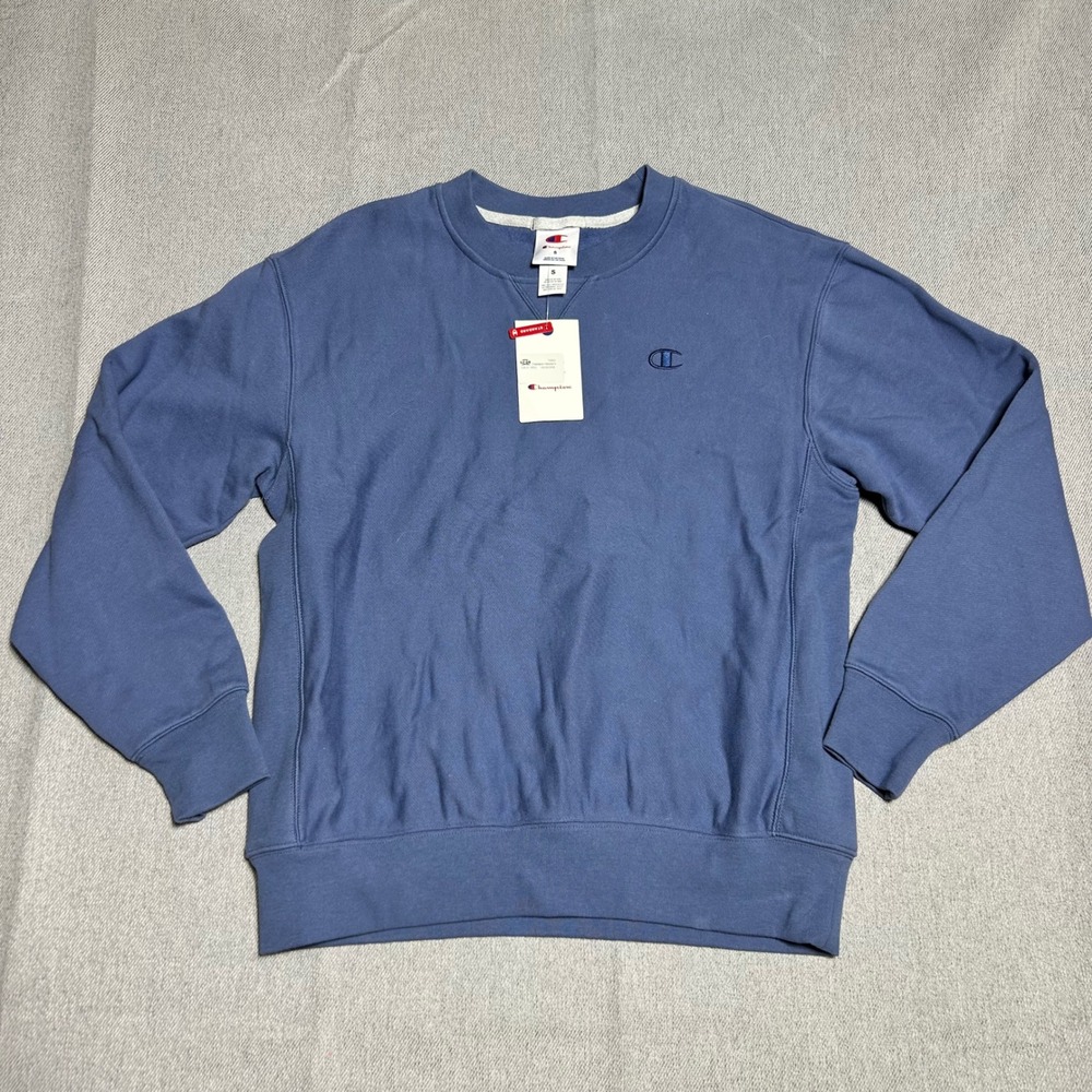 Champion Womens Reverse Weave Crewneck Sweatshirt S Blue Heavyweight Fleece‎ NWT